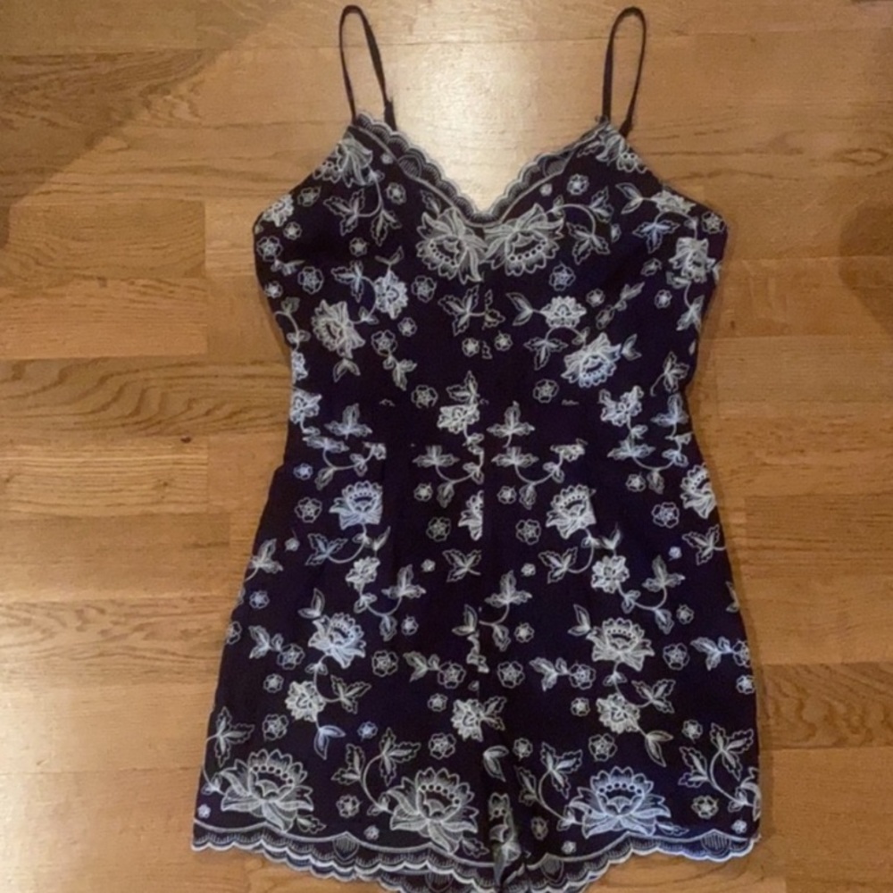 Altar'd State Black and White Floral Jumpsuit